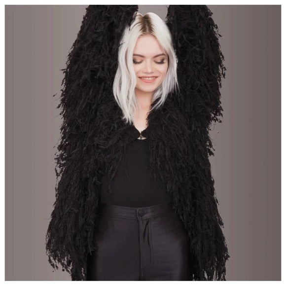 21 Boho Shaggy Black Jacket - Picture 3 of 8